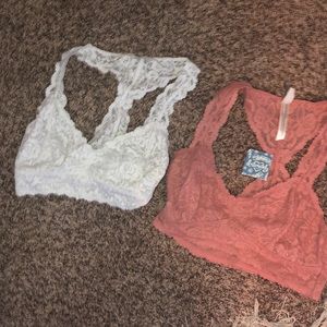 Two FREE PEOPLE bralett size small.
